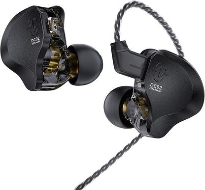 in Ear Monitor Headphones,CCZ DC02 In Ear Monitor Dual Magnetic Circuit DD Wired Earbuds ,Professional Hifi Earphone,Stereo Sound Gaming Earbud,IEM for Gaming,CCZ IEM Earphone for System(Black,No MIC)