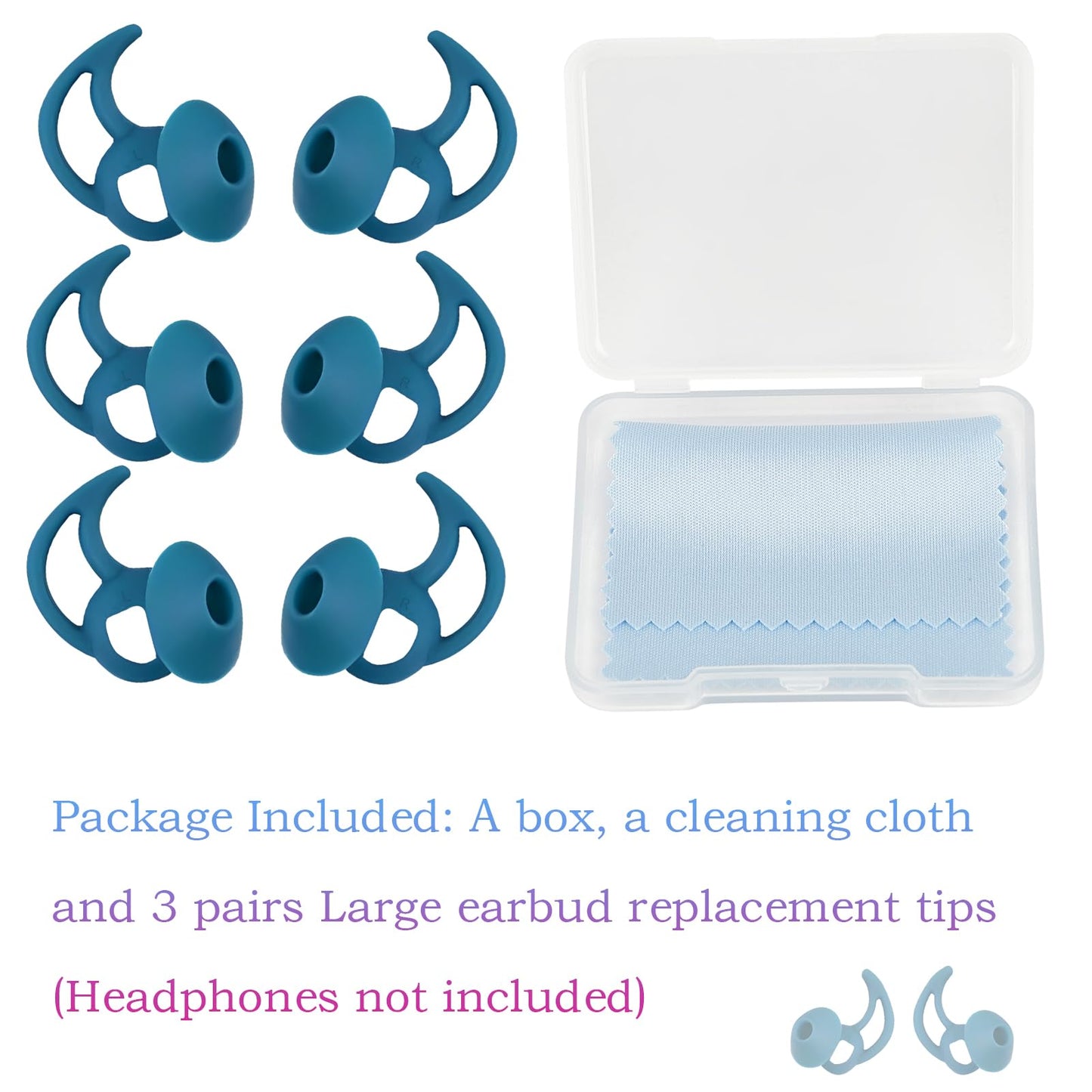 WKYMY Earbud Replacement Tips Earbud Covers Silicone Tips Compatible with Bose Quietcomfort and Sport Headphone Eartips Ear Bud Tips Large 3 Pairs