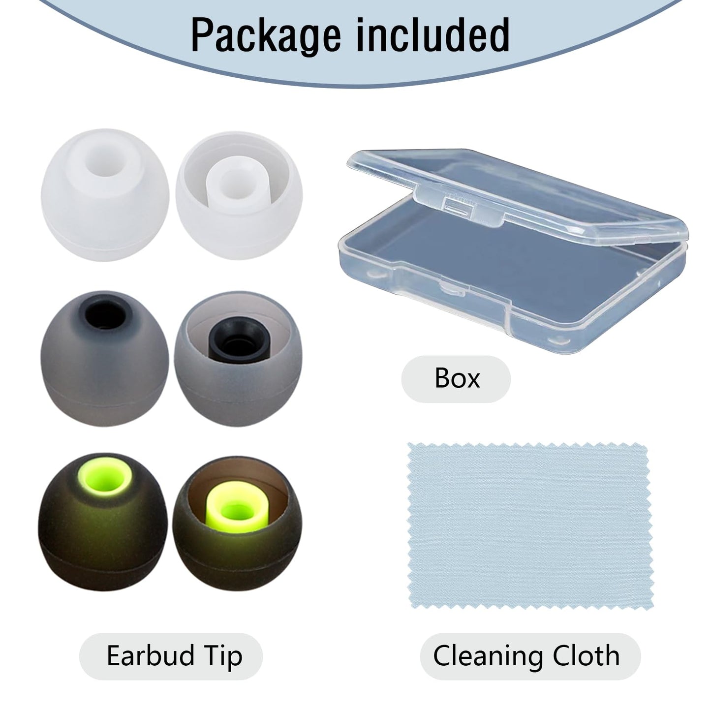 MMYQXI Earbud Replacement Tips Silicone Earbud Covers Fit for in-Ear Headphones (Inner Hole 3.8mm -5.1mm) 9 Pairs S/M/L