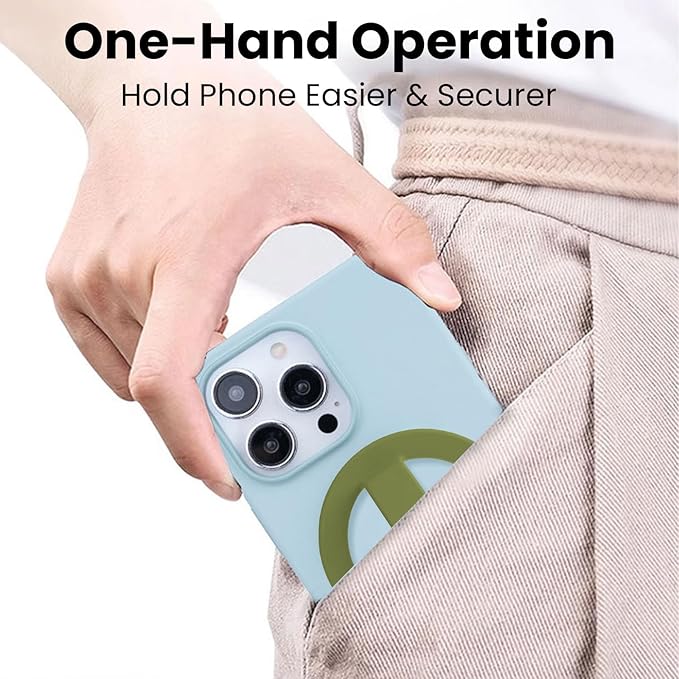 Magnetic Silicone Ring Grip Phone Holder, Loop Grip Phone Holder,Magnetic Phone Loop,Magsafe Phone Grip,Compatible with Magsafe for iPhone 16/15/14/13/12 Series (Wasabi Green)