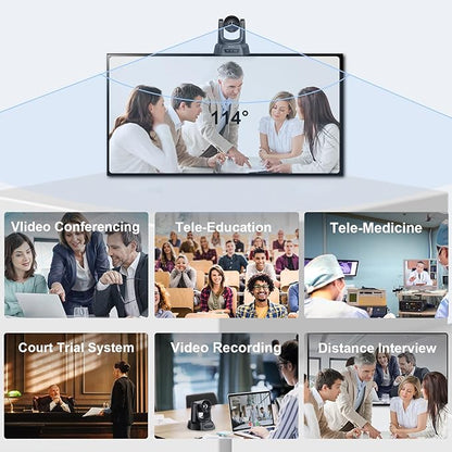 TONGVEO 3X Optical Zoom PTZ Camera HDMI USB 3.0 1080P 60fps 114-Degree Wide-Angle for Video Conference Business Meeting Live Streaming Online Learn with Zoom YouTube Teams OBS and More