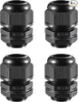 4 PCS 3/4"(12.5-18mm) NPT Nylon Cable Gland Joints with Gaskets, IP68 Adjustable Lock Nut Strain Relief Cord Grip Waterproof Cable Glands - UL Listed and RoHS Compliant