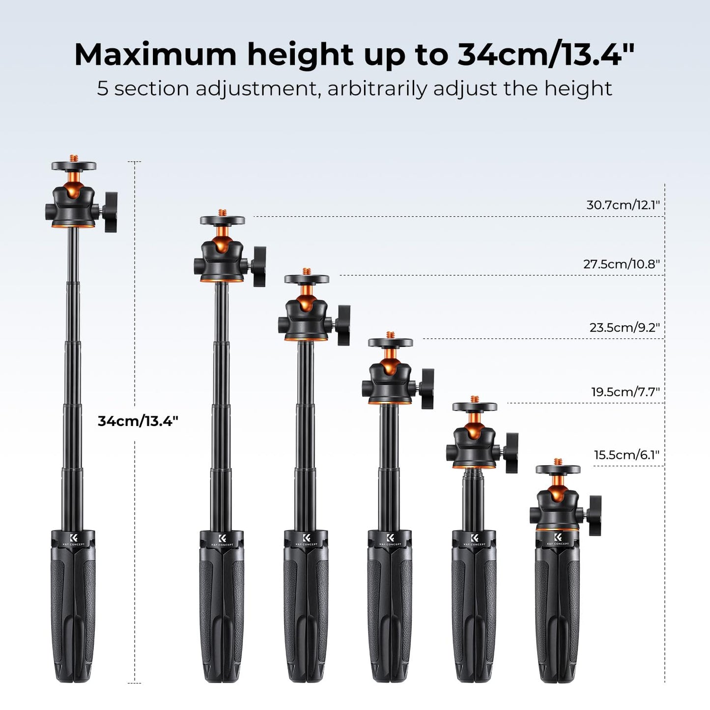 K&F Concept Selfie Stick Tripod. Black