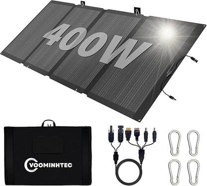 400W 42V ETFE Portable Solar Panel, IP68 Waterproof Foldable 24% High Conversion, Ultra-Light Solar Charger for Power Station RV Camping Off Grid