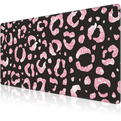 Mouse Pad, Large Rose Pink Leopard Printings Desk Mat, Extended Non-Slip Gaming Keyboard Mousepad Desk Pad, Thick Stitched Edges Waterproof Mouse Mat 31.5"x15.7" (Glittery Leopard Prints)