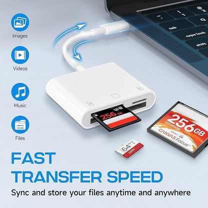 USB C SD Card Reader for iPhone 16/15/iPad/Mac, 3 in 1 USBC Memory Card Reader with Compact Flash/CF/SD/TF Card, Digital Camera Adapter iPhone SD Card Reader Compatible with MacBook Pro/Air/Mini Mac
