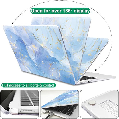 Compatible with M4 MacBook Air 13.6 inch Case 2025 2024 2023 2022 A3240 A3113 M3 A2681 M2 Chip, Crystal Printed Pattern Plastic Hard Case Cover for Mac Air 13 M4 Touch ID, Blue Marble