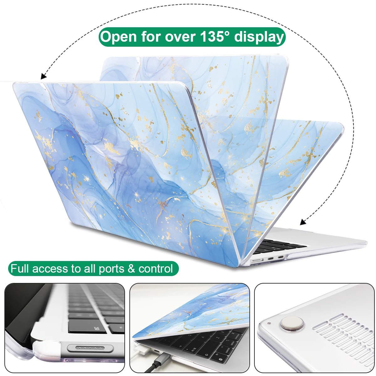 LCMOCICO for MacBook Air 13 inch Case M5 M4 M3 M2 2026-2022, Blue Marble