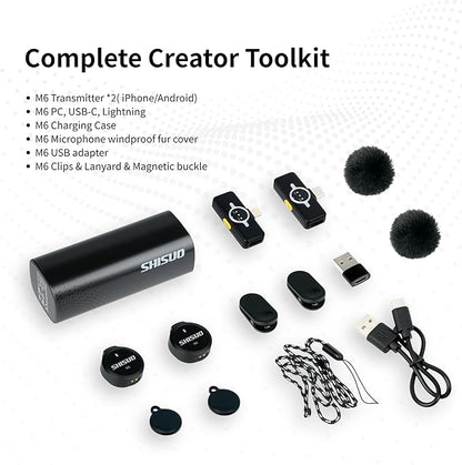 Pro Lavalier Microphone for Podcast Recording, Wireless Clip-On Mic with Pocket Charging Case, Compatible with iPhone Android PC MacBook for YouTube Vlogging Video