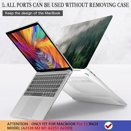 CISSOOK Compatible with MacBook Pro 13 inch Case M2 A2338 with Touch Bar 2023 Release, Forest Hard Shell Case with Keyboard Cover +Screen Protector for Pro 13 2025-2020 A2338 M1 A2251 a2289, Forest