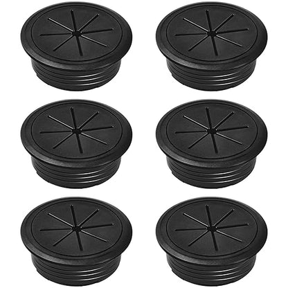 6-Pack Black Desk Grommet Cable Management Kit - 1.97 inch (5cm) Hole Cover,ABS Plastic Grommet Hole Cover Organizer for Office Computer Desk,Hide Cords Neatly