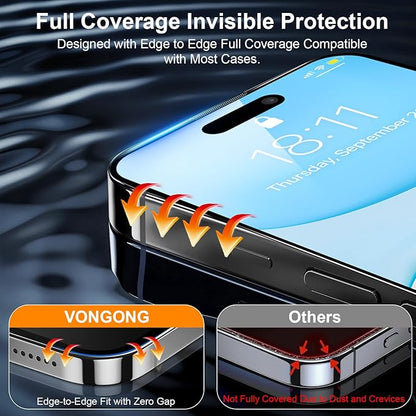 2 Pack Screen Protector for iPhone 16 Pro,Durable and Drop-Proof with 9H Hardness,Bubble-and-Dust-Free 16 Pro HD High-Aluminum Tempered Glass,Easy Installation Exclusively,
