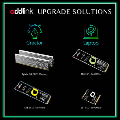 Addlink S85 2TB M.2 PCIe NVMe Gen4 Memory Expansion SSD, Speed Up to 6000 MB/s, Internal Solid State Drive with HMB Technology for Laptop, Gaming and Creators