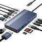 USB C Hub 14-1 USB C Docking Station Dual Monitor, with 2 HDMI+DP(4K60Hz), Ethernet, 3 USBC 10Gbps,100W PD, SD/TF 3.0, Audio, Laptop Docking Station for MacBook/Dell/HP/Lenovo ThinkPad/Surface (Grey)
