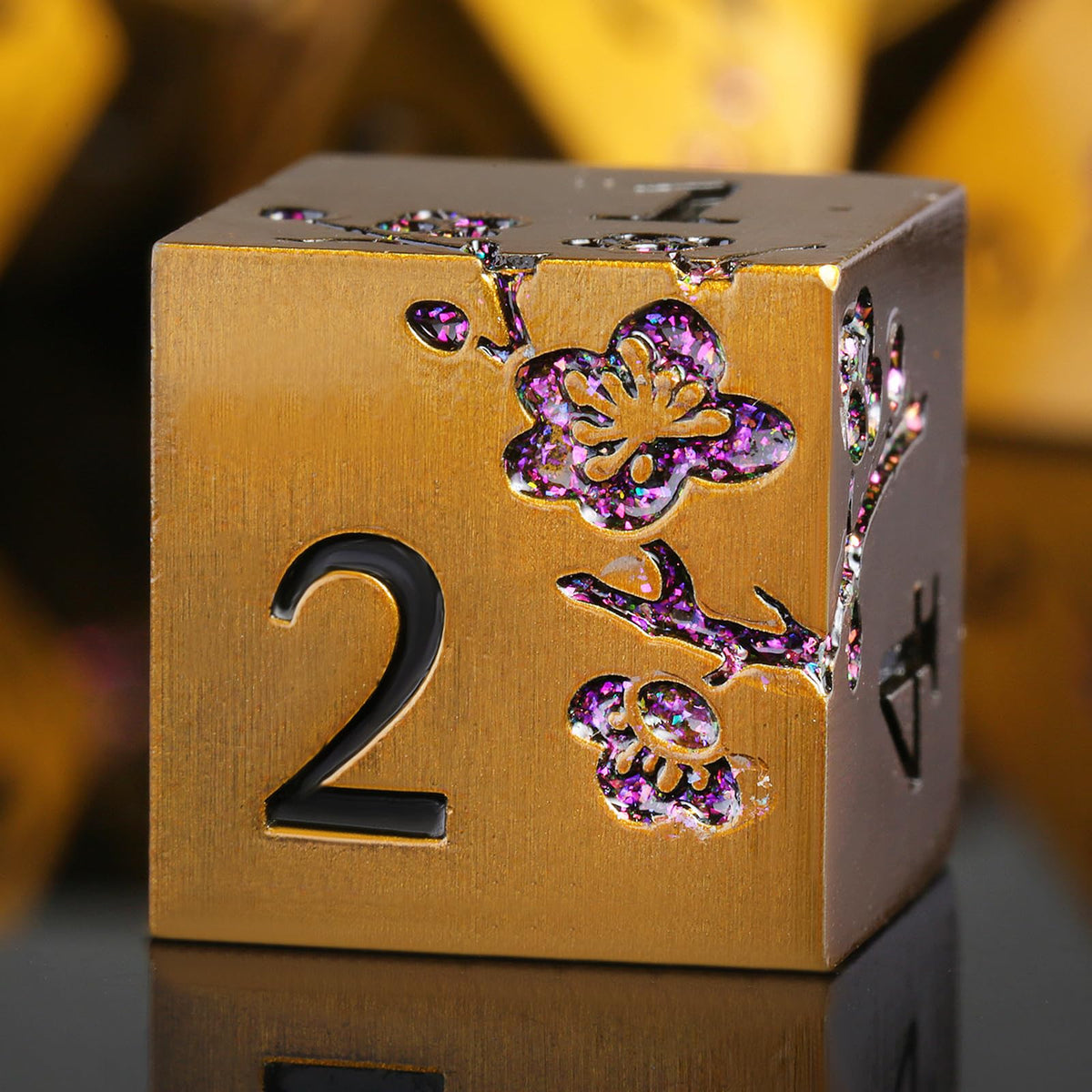 DNDND Metal Dice Set D&D, 7 die Metallic Polyhedral Dice Set with Gift Metal Box and Gold Number for DND Dungeons and Dragons Role Playing Games (Black and Gold)