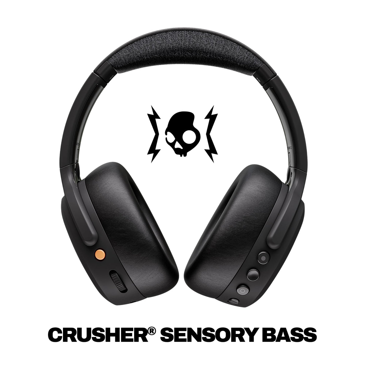 Skullcandy Crusher ANC 2 Wireless Over-Ear Bluetooth Headphones with Extra USB-C Charging Cable, Multi-Sensory Bass, Active Noise Cancelling, 60 Hours Battery, Microphone iPhone Android - True Black