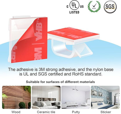 60 PCS XHF 3/4” Adhesive Cable Wire Clips Clear, Cable Staples Outdoor Cable Management Wire Organizer Cord Holder for Under Desk, Car, Wall, TV PC Ethernet Cable WCL7-clear-60p