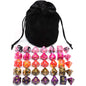 5 Sets New Black Polyhedral Dice with Satin-Lined Velvet Bag for Dungeons and Dragons DND RPG MTG D20 D12 D10 D8 D6 D4