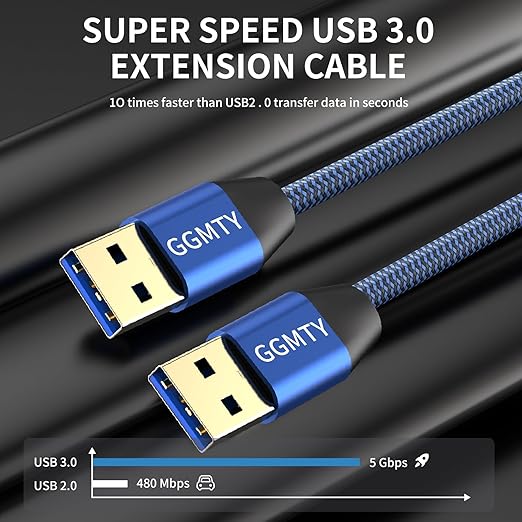 USB to USB Cable 20FT,Durable Braidedfor USB 3.0 Male to Male Type A to Type A Cable Data Transfer Compatible with Hard Drive, Laptop, DVD Player, TV, USB 3.0 Hub, Monitor, Camera, Set Up Box and More