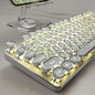 EWEADN TK100 Typewriter Style Wired Mechanical Keyboard, 104 Keys Aesthetic Typewriter Keyboard with Yellow Backlit, Anti-Ghosting, Blue Switch Cool Keyboards-White