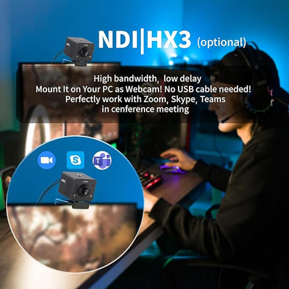 4K POV Camera Webcam PoE, ZowieCAM, Simultaneously HDMI & SDI Output, RTSP/RTMP(s)/SRT, Standalone Live Streaming to YouTube/Twitch for Webcast, Meeting, Teaching & Gaming (M12)