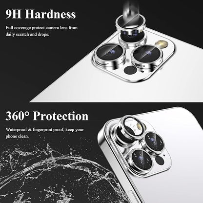 YWXTW Designed for iPhone 14 Pro Max Camera Lens Protector, for iPhone 14 Pro Camera Lens Protector, Individual Metal Anti Scratch HD Clear Case Friendly Tempered Glass Camera Cover, 1 Set (Silver)
