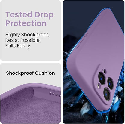 FireNova Designed for iPhone 15 Pro Case, Silicone Upgraded [Camera Protection] Phone Case with [2 Screen Protectors], Soft Anti-Scratch Microfiber Lining Inside, 6.1 inch, Light Purple