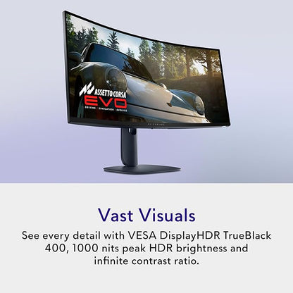 Alienware 34 240Hz QD-OLED Curved Gaming Monitor - AW3425DW - 34.2-inch WQHD (3440 x 1440) 240Hz 0.03ms Display, 1800R Curve, AMD FreeSync Premium Pro, VESA AdaptiveSync, VESA DisplayHDR TrueBlack 400