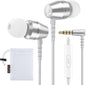 LUDOS OMNITONE Wired Earbuds in-Ear Headphones, 5 Years Warranty, Earphones with Microphone, 3.5 mm Jack Corded Ear Buds, Videoconference for iPhone, Samsung, Laptop, Kids, School Students - White