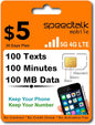 SpeedTalk Mobile Prepaid SIM Card Kit for Smart Phones & Cellphones | $5 Monthly Plan - 5G 4G LTE Data | 3-in-1 SIM Card Standard Micro Nano Size | USA Coverage Bring Your Own Phone