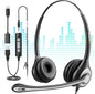 Wantek Computer Headset with Microphone for PC,Laptop,USB Headset with Noise Cancelling & Audio Controls,Computer Headphones for Call Center,Work,Ofiice,Binaural
