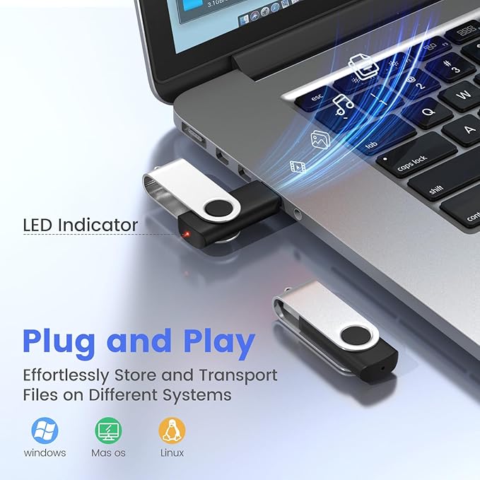 ABLAZE Flash Drives 4GB 20 Pack, USB 2.0 Thumb Drive Bulk with Lanyards Swivel Memory Stick U Disk 4GB Pendrive USB Pack (Black)