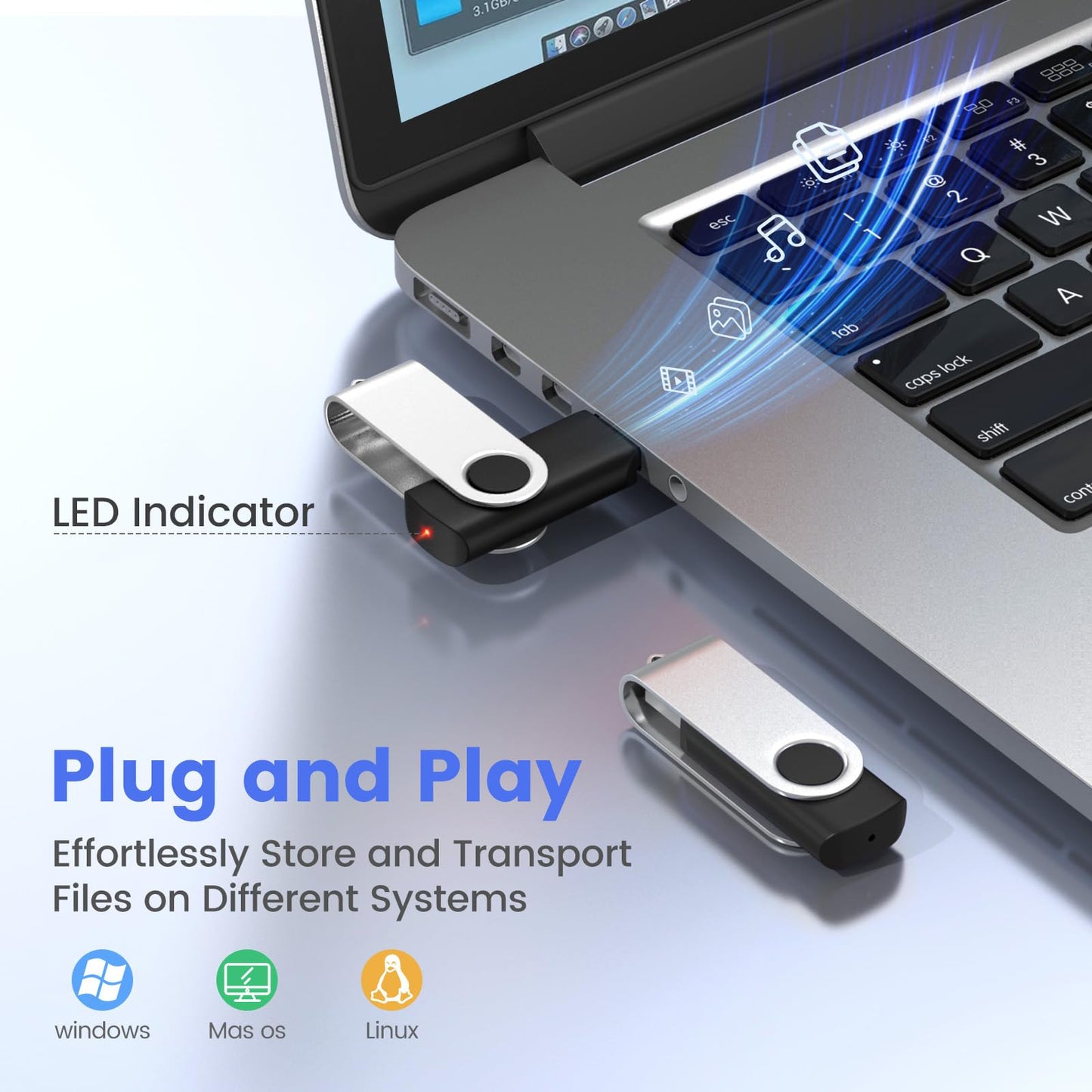 ABLAZE 2GB USB Flash Drive 20 Pack, USB 2.0 Thumb Drives with Lanyards