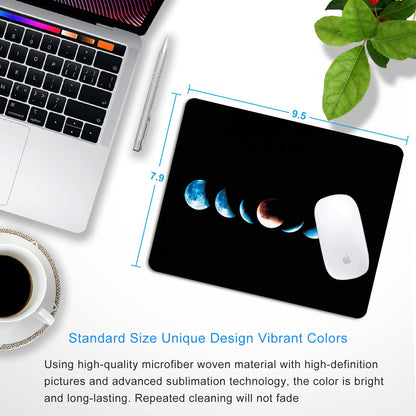 SHALYSONG Moon Phase Mouse Pad, 9.5"x7.9" Non-Slip 3mm Small Mousepad