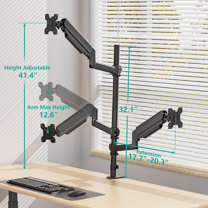 WALI Stacked Triple Monitor Mount for 13-34 inch Screens, 19.8 lbs per Arm