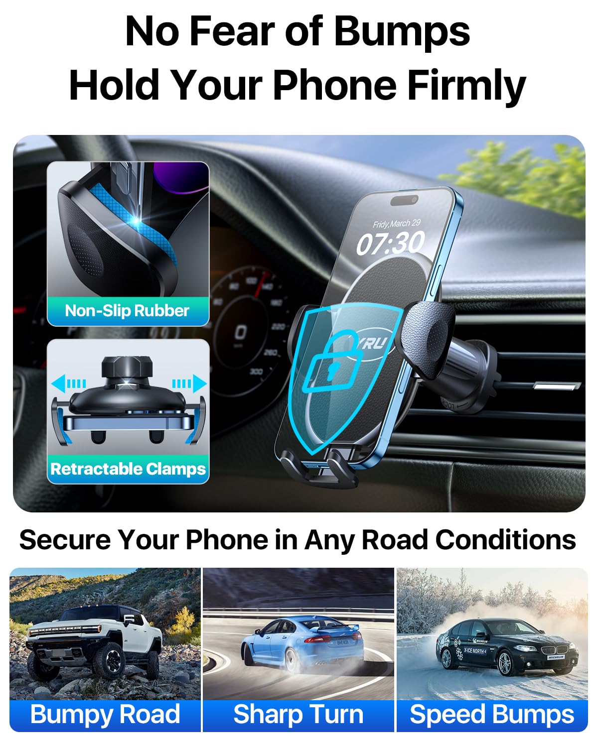 YRU [2026 Upgraded Military-Grade Metal Hook Phone Holders for Your Car