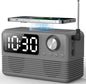 15W Fast Wireless Charger with Bluetooth Speaker and Alarm Clock Radio,4 in1 Wireless Charging Station for iPhone,Android Phones with FM Radio for Bedroom