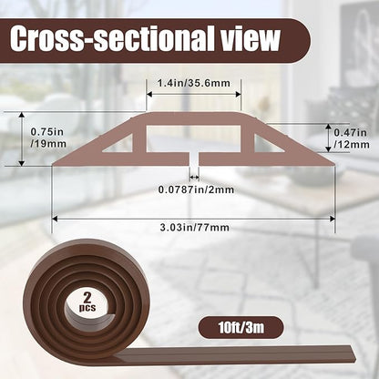 Eapele 10 ft Floor Cord Cover Heavy Duty Cable Protector, Cord Covers for Wires on Floor, Floor Cable Cover Easy to Unroll Prevent Trip Hazard for Home Office or Outdoor Settings (Brown - 2pcs)