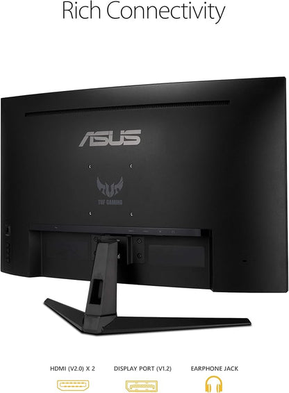 ASUS TUF Gaming 32" 1440P HDR Curved Monitor (VG32VQ1B) - QHD (2560 x 1440), 165Hz (Supports 144Hz), 1ms, Extreme Low Motion Blur, Speaker, FreeSync Premium, VESA Mountable, DisplayPort, HDMI,BLACK