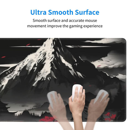 Extended Gaming Mouse Pad, Large Desk Mat XL Anime Mouse Pad Waterproof with Stitched Edges, Non-Slip Desktop Pad for Home and Office, Level Up Your 31.5x11.8 Inch (Snow Mountain)