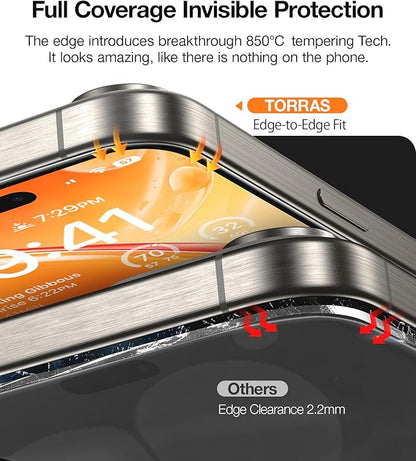 TORRAS Top-Notch Diamond Shield for iPhone 13/ 13 Pro/ 14 Screen Protector [9H+ Durable Military-Grade Protection] Bubble Free Aerospace Grade Full Coverage Screen Protector iPhone 13 Pro Tempered