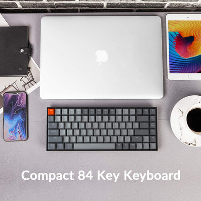 Keychron K2 75% Layout Bluetooth Mechanical Keyboard Super Red Switch/White LED Backlit/Anti Ghosting/N-Key Rollover/84 Key USB C Wired Computer Keyboard for Mac Windows-Version 2