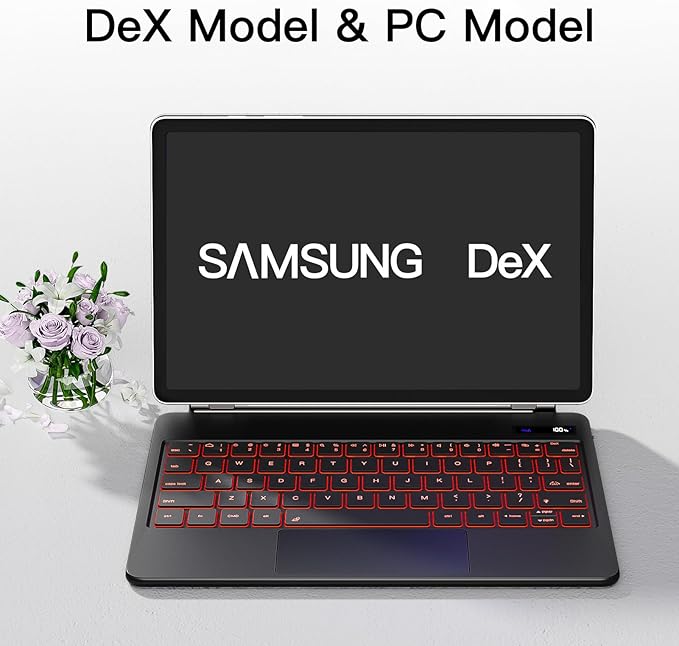 Magnetic Keyboard Case for Samsung Galaxy Tab S10 Lite/S10 FE/S9 FE 5G 10.9", S11/S9 11",Wireless Backlit Keyboard Case Floating Cantilever Stand Multi-Touch Trackpad with S Pen Slot,LED Display
