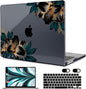 MEEgoodo Case for MacBook Air M4/M3/M2 13.6 inch 2025 2024 2022, Fit Model A3240 A3113 A2681, Compatible with MacBook Air 13 inch, Laptop Hard Shell Case with Keyboard Cover, Golden Lilies