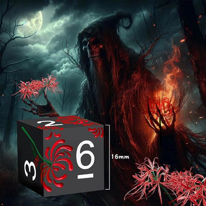 PJOY Metal Dice Set D&D Flower Dice Set DND Polyhedral Dice for RPG Role Playing Games Compatible with Dungeons and Dragons TTRPG Black Red White DND Dice