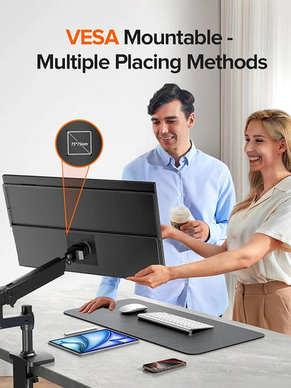 UPERFECT 24" 120Hz Portable Monitor 1080P 100% sRGB with Built-in Stand & VESA, HDMI USB-C FHD Travel Monitor for Laptop/MacBook/SteamDeck/Phone/Mini PC, External Second Screen for Gaming & Work