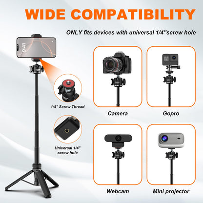 COMAN Selfie Stick for iPhone, 24" Phone Tripod with Remote 360° Ball Head, Portable Stand for Cell Phone iPhone 17/16/15/14/13/12 Pro Max/Android Gopro