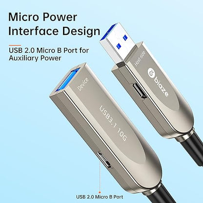 Active Optical USB 3.0 Extension Cable Fiber Optic Type A Male to Female USB Extension Cord USB Extender 5Gbps Data Transfer for Webcam,Gamera, USB Hub, Keyboard, Hard Drive, Printer(50ft)