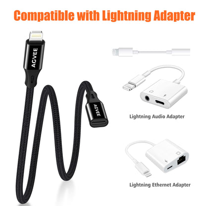 AGVEE 2 Pack 1ft Lightning Extension Cable