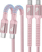 USBC Cables 6FT, 2Pack USB C to USB C Charger Cable, Long USB C Fast Charging Cable Nylon Braided USBC iPhone Charger Cord Compatible with iPhone 16/15/Pro Max/PlusSamsung Galaxy S23/LG/Switch-Pink